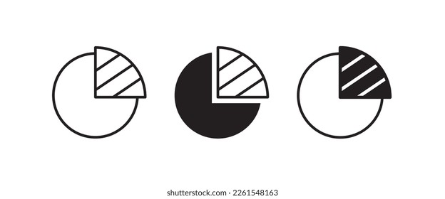 Circle quarter. Pie diagram chart 25 percent . Fraction parts. Numerator, denominator and dividing line. Scientific mathematics icon symbol logo illustration,editable stroke, flat design