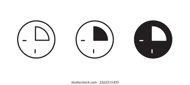 Círculo Gráfico de diagrama circular 25 por ciento . Fracciones. Numerador, denominador y línea divisoria. Icono de la matemática científica ilustración de logotipo,trazo editable, diseño plano