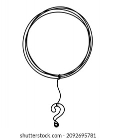 Circle with question mark as line drawing on white background. Vector