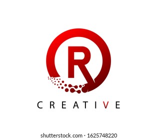 Circle R Letter Digital Network , abstract R dotted logo design.