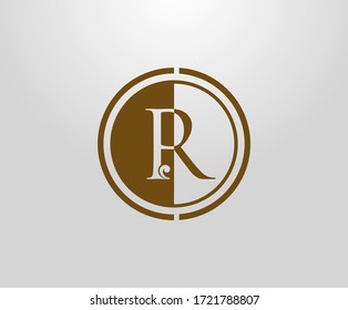 Logo de la marca circular R. Graceful royal estilo Inicial R. Carta vintage emblema dibujado para el diseño de libros, invitación a la boda, marca, tarjeta de visita, Restaurante, Boutique, Hotel. 