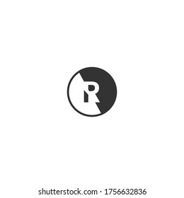Circle R Logo Buchstaben Design Konzept in schwarz-weißer Farbe