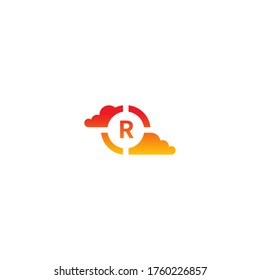 Concepto de diseño de letras del logotipo de Circle R en la ilustración de colores gradientes
