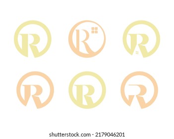 Circle R Monogram Home Mortgage Logo Design Concept Collection Set