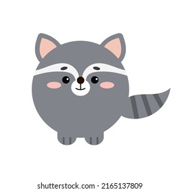 Circle raccoon forest animal face with paws icon isolated on white background. Cute cartoon round shape kawaii happy racoon kids avatar. Vector flat clip art illustration mobile ui game application.