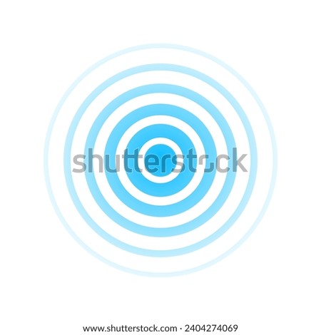 Circle radar wave. Sound ripple icon. Blue effect pulse isolated on white background. Signal radio. Pattern sonar. Vibration line. Radial rays. Round touch logo. Effect water. Vector illustration