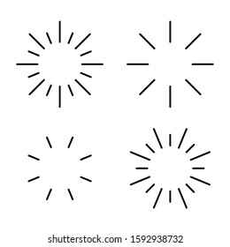 Circle radial burst decor. Isolated vector illustration set.