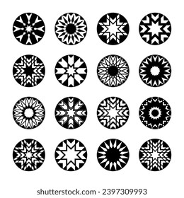 Circle Radial Design Elements. Abstract Icons Set. Vector Art.
