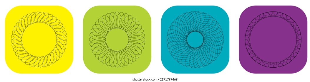 Circle radial motif, mandala illustrative element