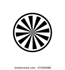 Circle with radial rays icon in simple style on a white background