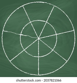 Línea de radio circular Diseño de iconos, tiza blanca. Dibuja una imagen en la pizarra.