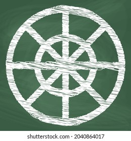 Línea de radio circular Diseño de iconos, tiza blanca. Dibuja una imagen en la pizarra.