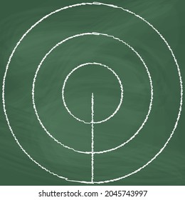 Línea de radio circular Diseño de iconos, tiza blanca. Dibuja una imagen en la pizarra.