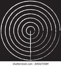 Circle radius line Icon design, white chalk. Draw a picture on the blackboard.