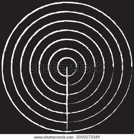 Circle radius line Icon design, white chalk. Draw a picture on the blackboard.