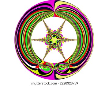 Circle with a rainbow of colors and a star inside