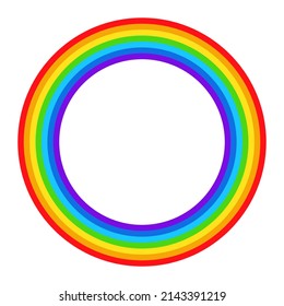 Circle Rainbow Icon. Full Round Shape Of Color Spectrum. Vector Illustration Isolated On White