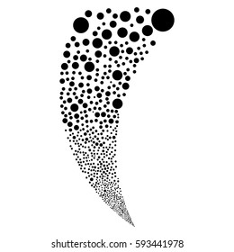 Circle random fireworks stream. Vector illustration style is flat black iconic symbols on a white background. Object fountain organized from scattered design elements.