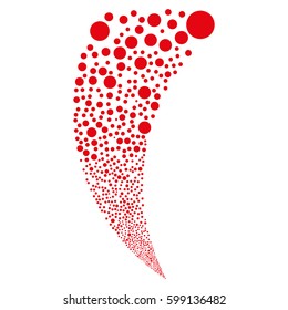 Circle random fireworks stream. Vector illustration style is flat red iconic symbols on a white background. Object fountain organized from scattered icons.