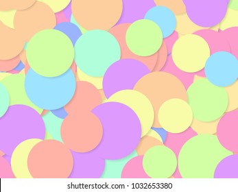 Circle random size and rainbow pastel color background