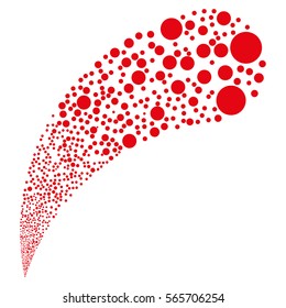 Circle random source stream. Vector illustration style is flat red iconic symbols on a white background. Object fountain constructed from pictograms.