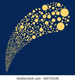 Circle random source stream. Vector illustration style is flat yellow iconic symbols on a blue background. Object fountain done from pictographs.