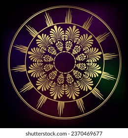 Circle rangoli indian abstrakte dekorative Design goldene Vektorgrafik einzeln