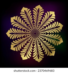 Circle rangoli indian abstrakte dekorative Design goldene Vektorgrafik einzeln