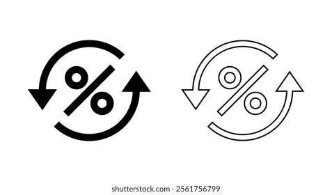 Circle rate convert percent icon. Round exchange concept