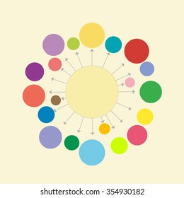circle with rays. Design element or info graphics. The harmonious different color combination. Abstract geometric figure for web. vector illustration elements