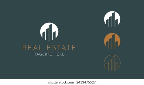 Circle Real Estate company Logo. Construction, home, real estate, building, property.