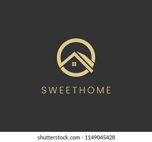 Circle Real Estate , Property and Construction Logo design for business corporate sign . Vector Logo .