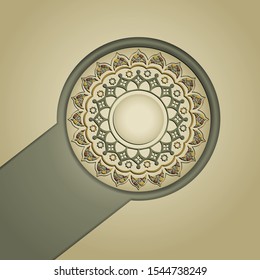 Circle realistic Islamic ornamental colorful detail of mosaic for islamic greeting. Vector illustration.
