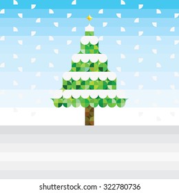 Circle and rectangle geometric abstract, colorful nature of snowy day.