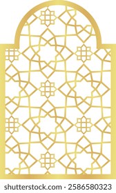 Circle with Rectangle Gold Gradient with Islamic Pattern Oriental Style Islamic Frame Arches with Modern Boho Mosque Dome for Door