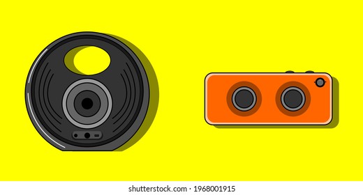 Circle and Rectangle Portable Speaker Illustration