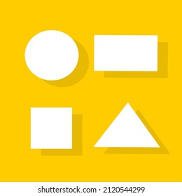 circle, rectangle, square and triangle icon design on yellow background