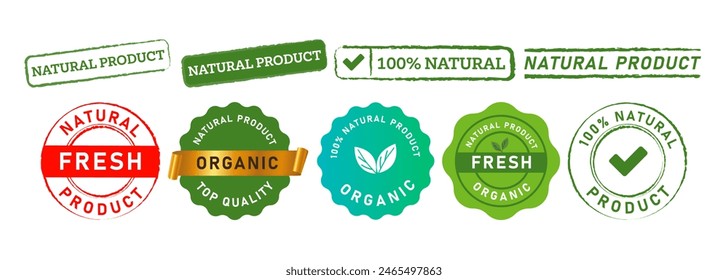 círculo y rectángulo sello etiqueta de producto natural etiqueta de signo para certificado saludable fresco orgánico