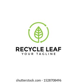 Circle Recycle Leaf Logo Design Template Illustration