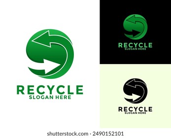 Circle recycle logo design ecology and save planet logo vector template