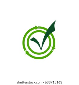 Circle with Recycle and Tick logo design