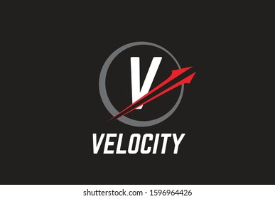 Circle red arrow initial V letter icon design. Vector logo template