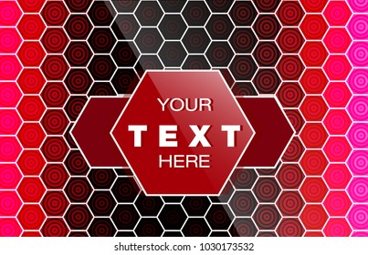 circle red background with hexagon pattern