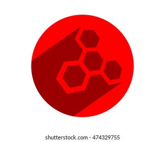 circle red bee hive hexagon shape image vector icon symbol logo