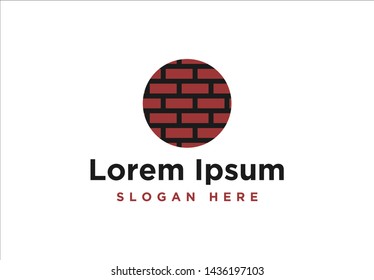 circle red brick Logo Inspiration isolated on white background
