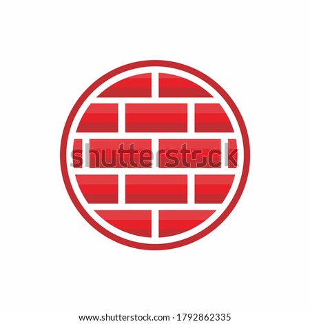 Circle red brick wall vector template