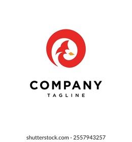 Circle Red Cardinal Logo Icon Vector