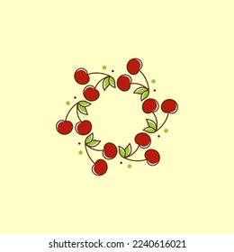 Circle Red Cherry Design Illustration