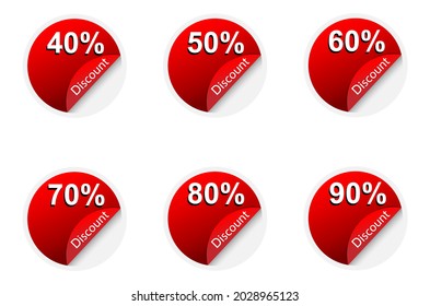 circle red discount sticker on white background vector design