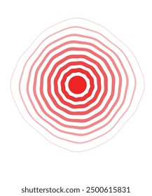 Circle red earthquake icon. Round vibration graphic or red alert radar. Vector isolated illustration stock illustration